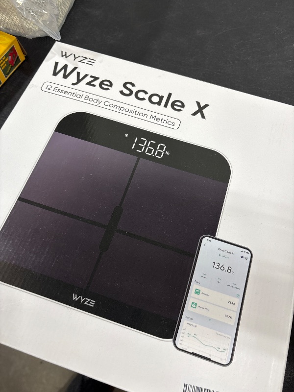 Photo 1 of Wyze Smart Scale X - Digital Bathroom Scale for Body Weight, BMI, Body Fat, Muscle Mass, Heart Rate Monitor | Sync with Health Apps | Body Composition Analyzer for People, Baby & Pet, 400 lbs (Black)