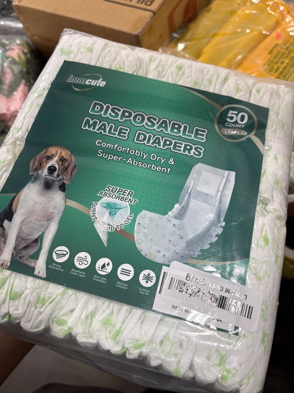 Photo 1 of IMMCUTE Dog Diapers Male Small 50 Ct, Male Dog Diapers Disposable with Wetness Indicator, Adjustable Puppy Diapers Male, Flashdry Gel Technology, Male Dog Wraps for Incontinence & Marking