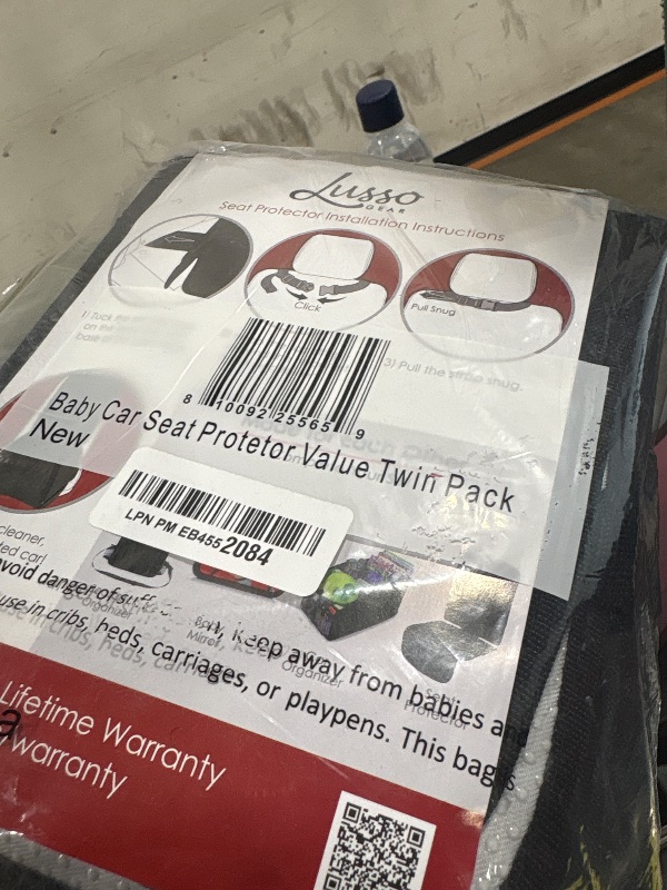 Photo 1 of Lusso Gear Car Seat Protector (Value 2 Pack) – Thick Padding – Waterproof Cover Under Baby Seat with Two Mesh Pockets – Black Non-Slip Design
