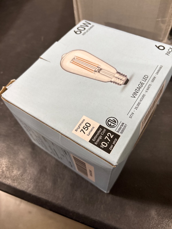 Photo 1 of Gozelux Vintage LED Edison Bulbs, 6W, Equivalent 60W, High Brightness Daylight 5000K, ST58 Antique LED Filament Bulbs with 90+ CRI, E26 Medium Base, Dimmable, Clear Glass, Pack of 6