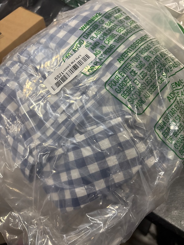 Photo 1 of K MASANIJI 100% Cotton Navy Blue Plaid Ruffled Table Cloth for Rectangle Table, Classic Farmhouse Checker Gingham Vintage Decorative Tablecloth (Navy Blue/White Plaid, 70x52 inches)
