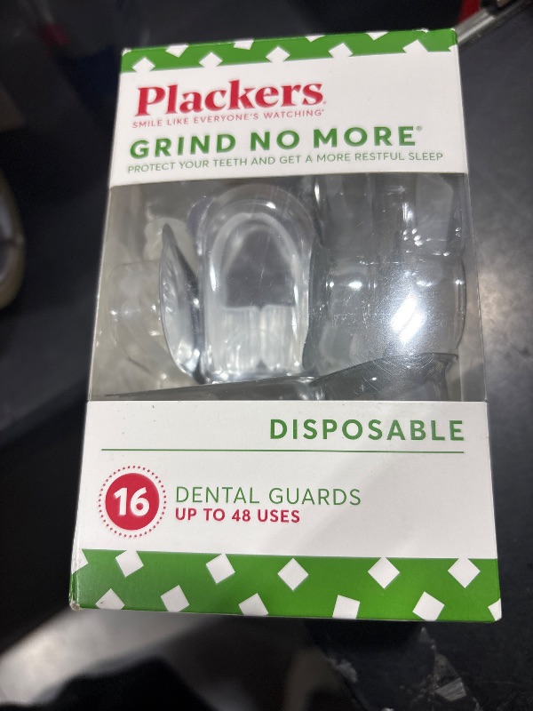 Photo 1 of Plackers Grind No More Night Guard, Nighttime Protection for Teeth, BPA Free, Sleep Well, Ready to Wear, Disposable, One Size Fits All, 16 Count
