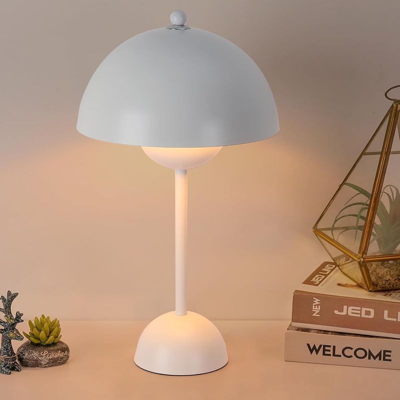 Photo 1 of COSYLUX Modern Small Table Lamp for Bedroom, Cute Dome Shade Reflecting Light Reading Lamp for Living Room, Kid's Room, Study, Office, Beside Bedside Nightstand Desk  WHITE
