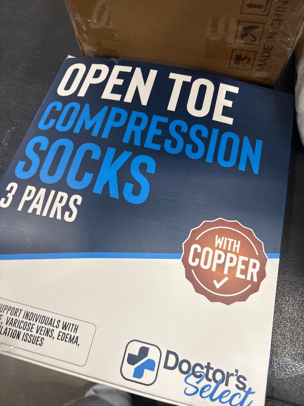 Photo 1 of Doctor's Select 3 Pairs Copper Toeless Compression Socks for Men - 20-30 mmHg Compression Socks Men Open Toe, Toeless Socks, Black with Copper