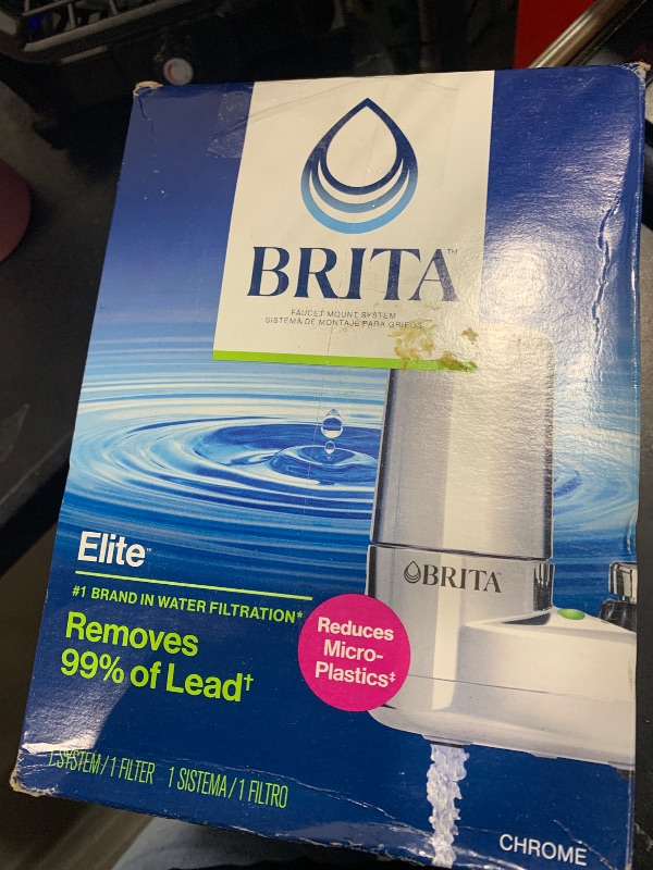Photo 1 of Brita Faucet Mount Water Filter for Sink, Removes 99% of Lead, Elite Filtration System, Includes 1 Replacement Filter, Chrome