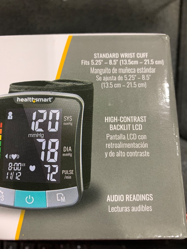 Photo 1 of HealthSmart Digital Premium Wrist Blood Pressure Monitor with Cuff That Measures Pulse Heartbeat and High or Low BP, 120 Reading Memory Stores Up to 60 Readings for 2 Users
