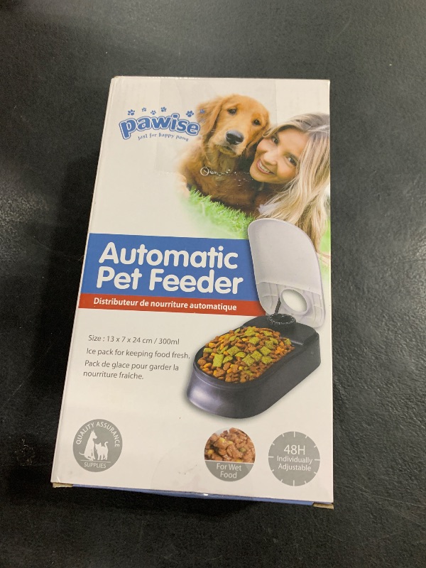 Photo 1 of PAWISE Automatic Pet Feeder, Timed Dog Feeder,Self-Feeding Cat Food Dispenser, Auto Feeder for Wet & Dry Food with Ice Pack, 1.5 Cup,Treat Dispenser (1 Meal)