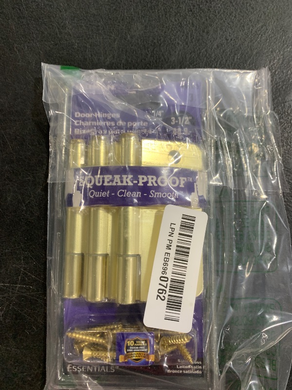 Photo 1 of Hardware Essentials by Hillman Squeak-Proof 3-1/2in 1/4in Radius Satin Brass Door Hinge (3 Count)