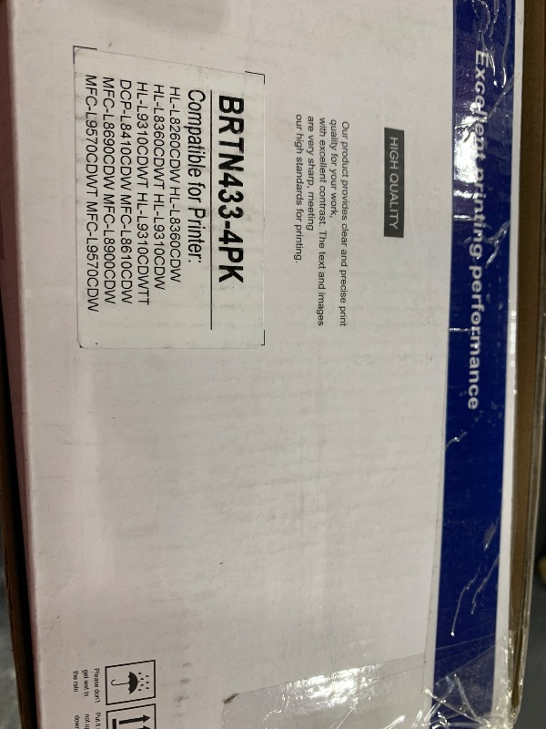 Photo 1 of TN433 Toner Cartridge Set 4-Pack Replacement for Brother TN433 TN431 TN-431 TN-433 Toner for HL-L8360CDW Toner MFC-L8900CDW Toner HL-L8260CDW MFC-L8610CDW HL-L8360CDWT Printer, TN4334PK