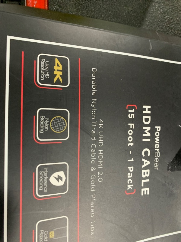 Photo 1 of PowerBear 4K HDMI Cable 15 ft | High Speed Hdmi Cables, Braided Nylon & Gold Connectors, 4K @ 60Hz, Ultra HD, 2K, 1080P, ARC & CL3 Rated | for Laptop, Monitor, PS5, PS4, Xbox One, Fire TV, & More