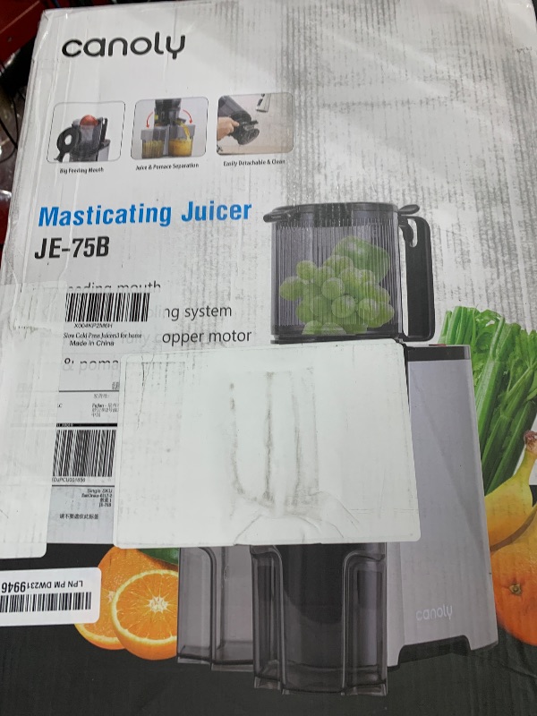 Photo 1 of Cold Press Juicer, 5.8" Wide Feed Chute Juice Extractor Machine with 400W, High Juice Yield, Slow Masticating Juicer for Whole Vegetables & Fruits, Metallic Silver