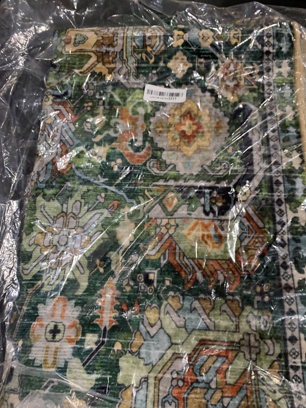 Photo 1 of RUGSURE Washable Area Rugs - Perfect for Living Room, Bedroom, Kids Room, Nursery - Stain & Water Resistant Non-Slip, Pet & Child Friendly, Vintage Tribal Area Rugs (Green, 2'6'' x 8')