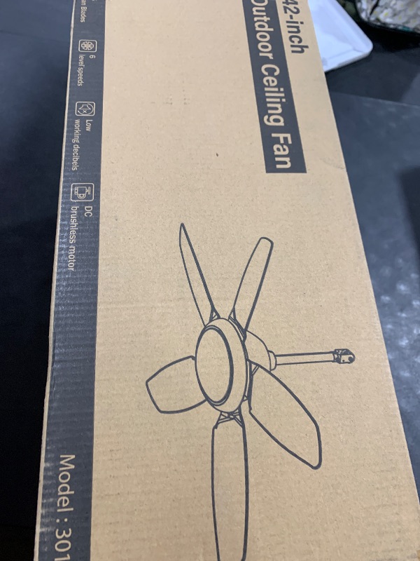 Photo 1 of Fanbulous 42 Inch Waterproof Outdoor Ceiling Fan with Lights and Remote,IP65 Hanging Gazebo Fan with 3CCT 6-Speed DC Motor,Black Wet Rated Plug in Ceiling Fan with Cord for Patios Porch Pergola