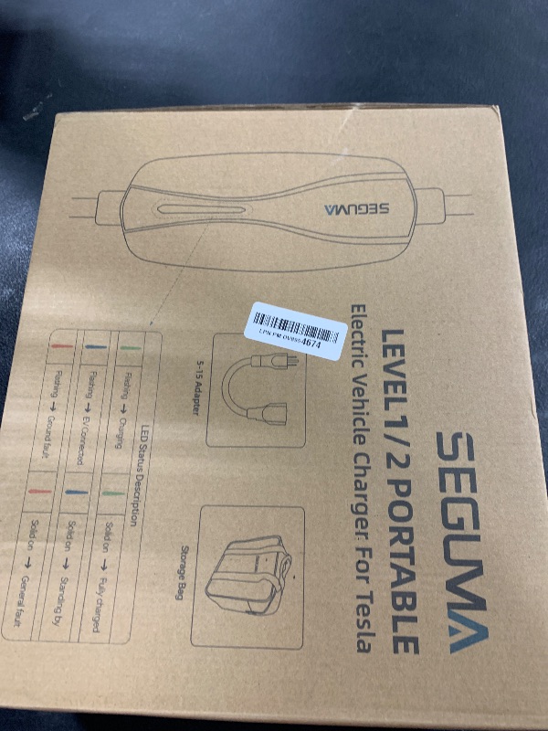 Photo 1 of SEGUMA Level 1/2 Tesla Charger, 16A, 25ft Extension Cable, Dual Voltage 240V NEMA 6-20 Plug & 120V NEMA 5-15 Adapter, NACS Connector, Portable Home Electric Car EV Charger for Tesla Models Y/X/3/S