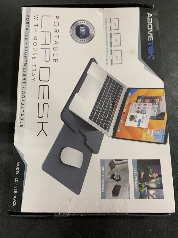 Photo 1 of AboveTEK Adjustable Laptop Lap Desk, 3 Ergonomic Angles, PU Leather Non-Slip Surface, Heat Shield, Retractable Mouse Pad, Portable Laptop Lap pad Workstation for Bed, Sofa, Travel