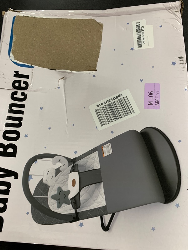 Photo 1 of Portable Baby Bouncer Seat for Infants, 0-18 Months, 3 Modes of Use with Rocker & Stationary Options, Ergonomic Infant Chair with Hanging Toys, Baby Shower Gifts – Grey