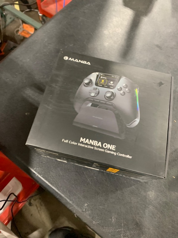 Photo 1 of ManbaOne Interactive Screen Wireless Gaming Controller for PC/Switch/iOS/Android,Hall Effect Stick & Trigger,RGB Lighting,Remappable Buttons,1800mAh with Charging Dock (Black)