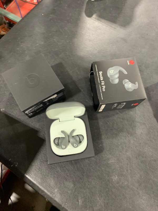 Photo 1 of Beats Fit Pro - True Wireless Noise Cancelling Earbuds - Apple H1 Headphone Chip, Compatible with Apple & Android, Class 1 Bluetooth®, Built-in Microphone, 6 Hours of Listening Time – Sage Gray