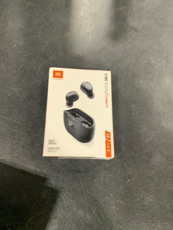 Photo 1 of JBL Vibe Buds - True Wireless Earbuds, Smart Ambient, VoiceAware, Up to 32 total hours of battery life with speed charging, Water and dust resistant, JBL Deep Bass Sound (Black)