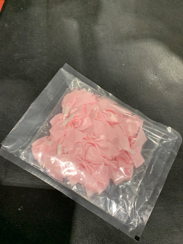 Photo 1 of 35PCS Mini Pink Ribbon Bows - Small Satin Bowknots for Sewing, Flowers, Bakery Wrapping, Christmas, Wedding, and Birthday Party Decorations