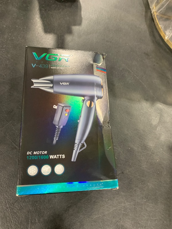 Photo 1 of VGR Dual Voltage(100~250V) Travel Hair Dryer with European Plug Adapter for International Travel, Portable Hair Dryer with Concentrator Nozzles