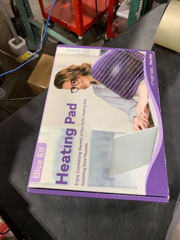 Photo 1 of Blue Elf Heating Pad for Back/Neck/Shoulder Pain Relief, 33''×17'' XXX Extra Large Electric Heating Pads for Cramps,Gifts for Women/Mom/Wife Her,Moist & Dry Heat Warm Pad(Purple)