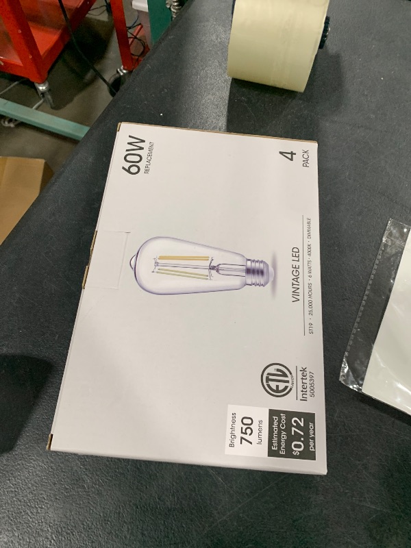Photo 1 of Gozelux Edison Light Bulbs 60W Equivalent, Dimmable Vintage LED Light Bulbs, E26 Medium Base, Cool White 4000K, ST58, 6W, 750LM, 90+ CRI, Antique Decorative Filament LED Bulb, Clear Glass, Pack of 4