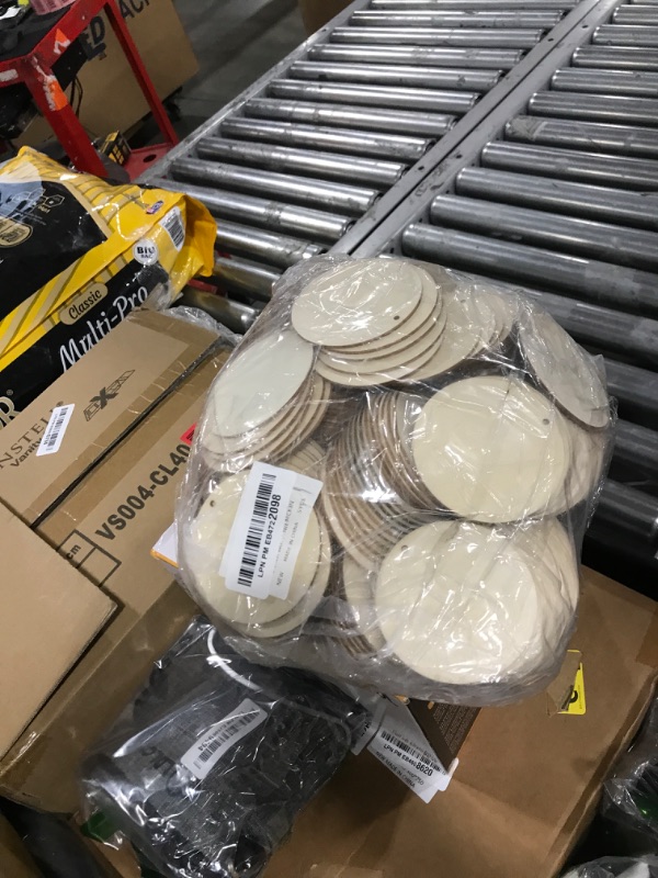 Photo 1 of 3 Inch Wood Circles, 300 Piece Unfinished Wooden Discs for Crafts, Blank Round Wood Discs with Holes, Perfect for DIY Crafts and Decorations by GNIEMCKIN