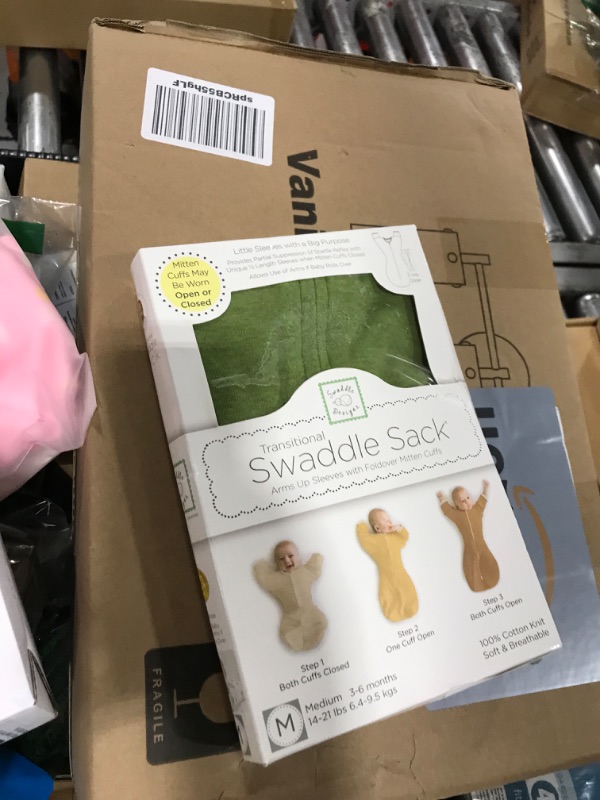 Photo 1 of SwaddleDesigns Transitional Swaddle Sack, Arms Up Half-Length Sleeves & Mitten Cuffs, Swaddle for Newborn Transition to Baby Sleep Sack Wearable Blanket, 3-6 Month, 14-21 lb, Heathered Green Turtle