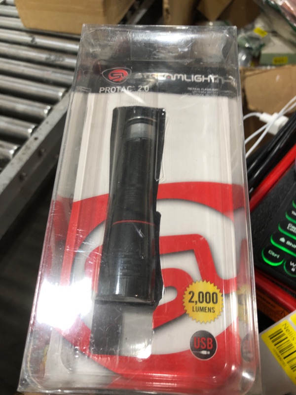 Photo 1 of Streamlight 89000 ProTac 2.0 2000-Lumen Rechargeable Tactical Flashlight with USB C Cable, and Holster, Box, Black