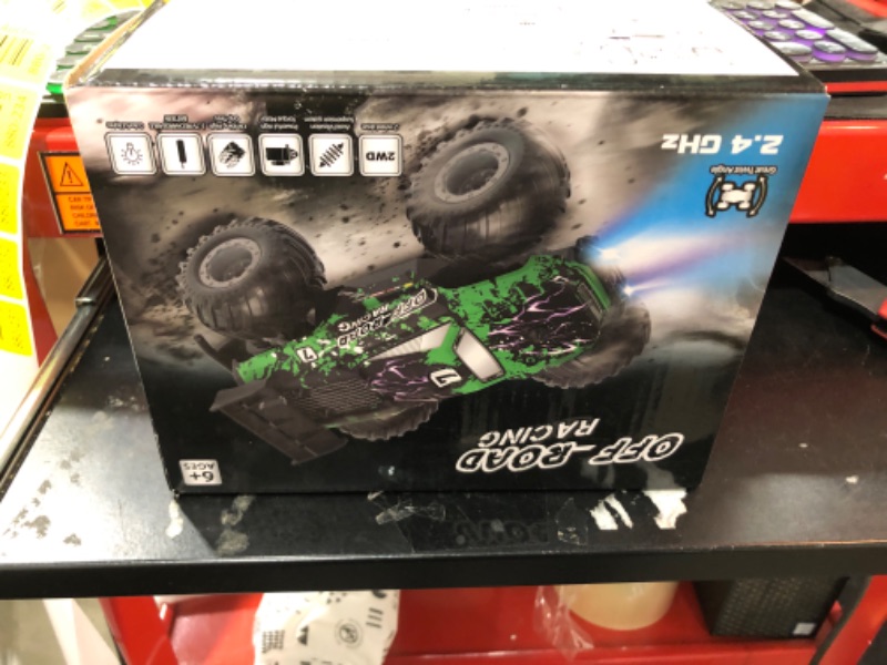 Photo 1 of Hielse Remote Control Car, All-Terrain Remote Control Truck for Boys, Rechargeable Rc Truck with LED, 1:20, 10KM/H, 2 Motors, 2.4GHZ, Speed Friendly, Sturdy, Rc Cars for Christmas, Kids, Beginner