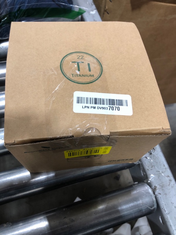 Photo 1 of Boundless Voyage Outdoor Titanium Pot with Pan Set with Collapsible Folding Handle for Outdoor Camping Cooking Hiking Backpacking Portable Cookware (1200ml+500ml)