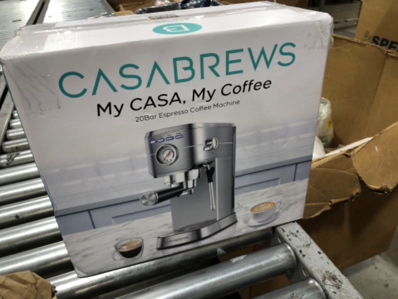 Photo 1 of CASABREWS CM5418 Espresso Machine 20 Bar, Compact Espresso Maker with Steam Milk Frother, Stainless Steel Coffee Machine with 34oz Removable Water Tank for Cappuccino, Latte, Silver