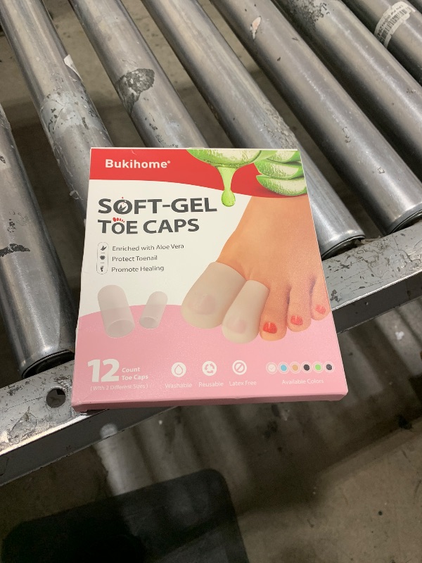 Photo 1 of Bukihome Silicone Toe Protectors - 12 Pack Gel Toe Sleeves Toe Protectors - Toe Caps with Aloe Vera Essential Oils - Toe Cushions for Pain Relief, Toe Protection for Corns, Calluses (8L + 4S)