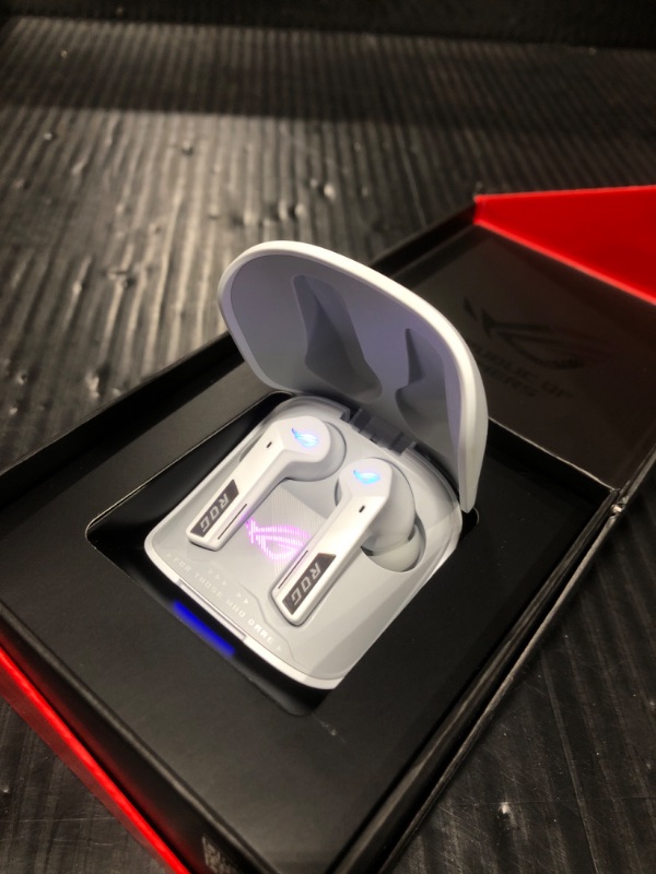 Photo 1 of ASUS ROG Cetra True Wireless Gaming Headphones (2.4 GHz & Bluetooth 5.3, ROG SpeedNova, 24-bit 96 kHz Audio, Bone-Conduction AI Microphones, Adaptive ANC, 46-Hour Battery Life)- Moonlight White