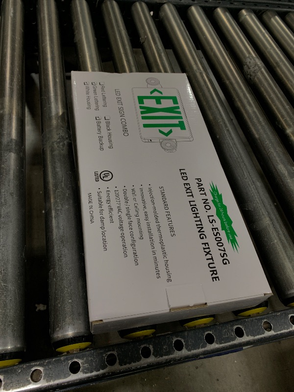 Photo 1 of OSTEK Green LED Exit Sign with Emergency Lights, Two Adjustable Head Emergency Exit Lights with Battery Backup, Dual LED Lamp ABS Fire Resistance UL-Listed 120-277V