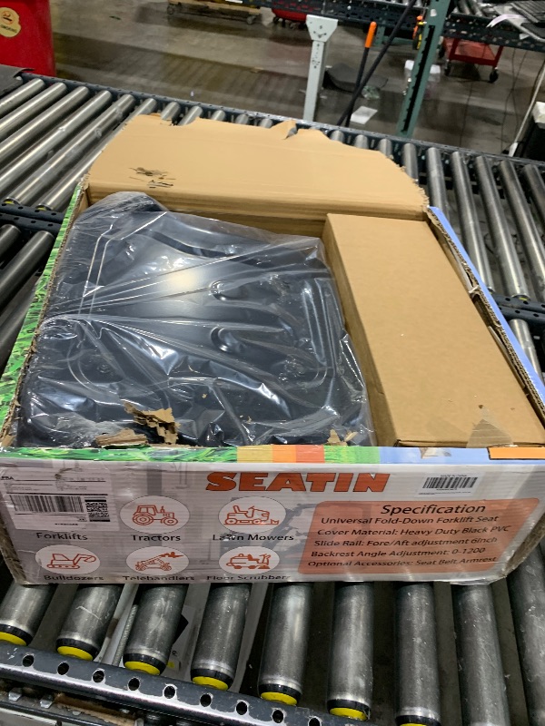 Photo 1 of Universal Forklift Seat with Adjustable Mounting Holes, Armrests,Safety Belt & Micro Switch – Foldable Tractor Seat for Mowers,Skid Steer Loaders,Backhoe,Telehandler (with armrest and seat belt)
