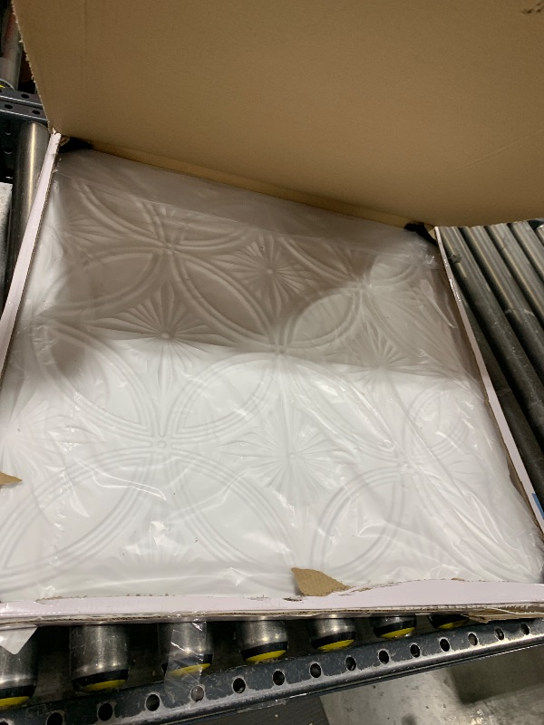 Photo 1 of Art3d Decorative PVC Drop Ceiling Tile 2ft x 2ft in White,Glue up Ceiling Panel 24 x 24in.12pcs