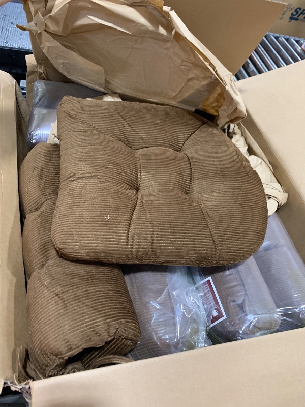 Photo 1 of Makimoo Outdoor Patio Cushion, Rocking Chair Cushion, Tufted Pads, Set of Upper and Lower with Ties Pack of 2 (2 Sets) - Back 20"×17", Seat 17"×17" (Brown)