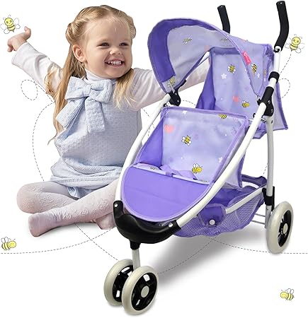 Photo 1 of Doll Stroller Toy Anivia Realistic Doll Stroller Heart Design Gifts for Toddlers and Girls Foldable Baby Doll Stroller Toy (DA310pur)
