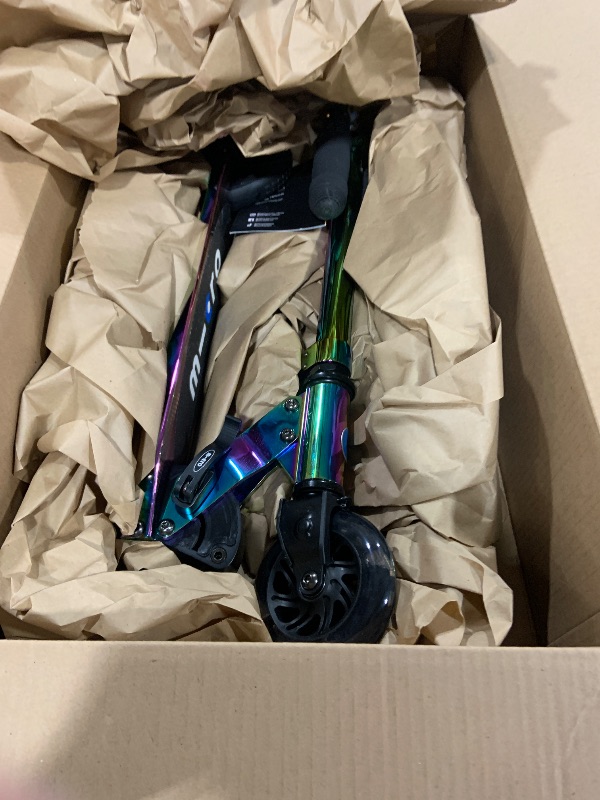 Photo 1 of Micro Kickboard- Sprite LED - 2 Wheeled Kick Scooter Ages 6+, fold-to-Carry, Lightweight, Portable Scooter with Motion-Activated Light-up Wheels (Neochrome)