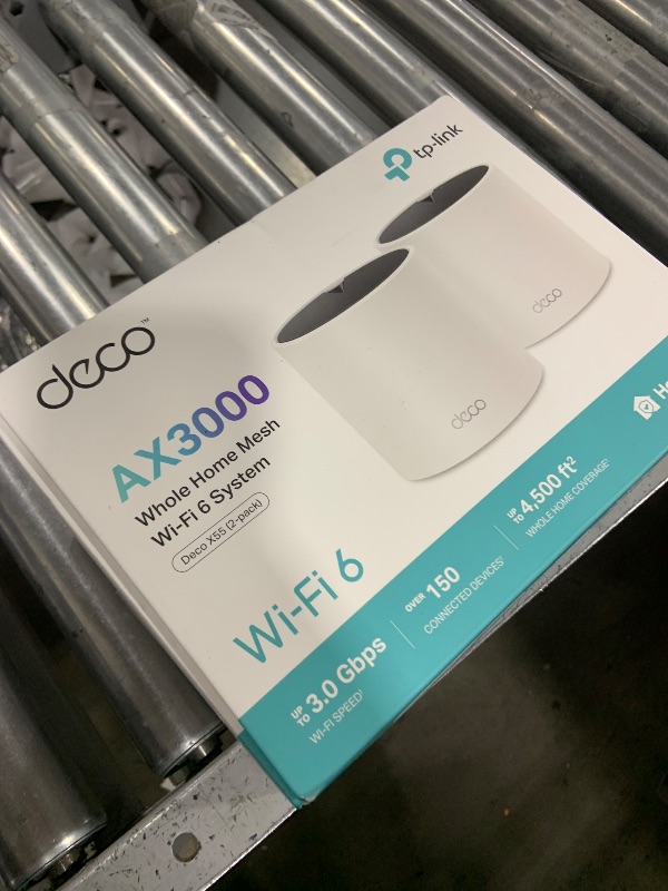 Photo 1 of TP-Link Deco AX3000 WiFi 6 Mesh System - Covers up to 4500 Sq.Ft, Replaces Wireless Router and Extender, 3 Gigabit Ports per Unit, Supports Ethernet Backhaul (Deco X55, 2-Pack)