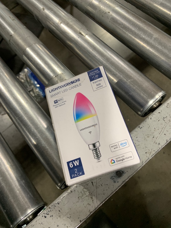 Photo 1 of Lightinginside Candelabra Smart Light Bulbs 60W Equivalent, 500LM 6W E12 LED Bulb Compatible with Alexa/Google Home, RGBCW Candle Bulb for Chandelier, No Hub Required, 2.4G WiFi Only, ETL Listed, 2PCS
