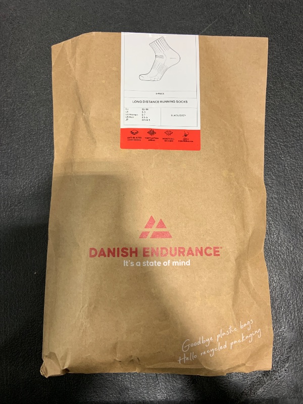 Photo 1 of DANISH ENDURANCE Cushioned Running Socks for Long Distances, Quarter Length, Anti-Blister for Men & Women, 3 and 5 Pack, Black/Grey 5-pack, Small