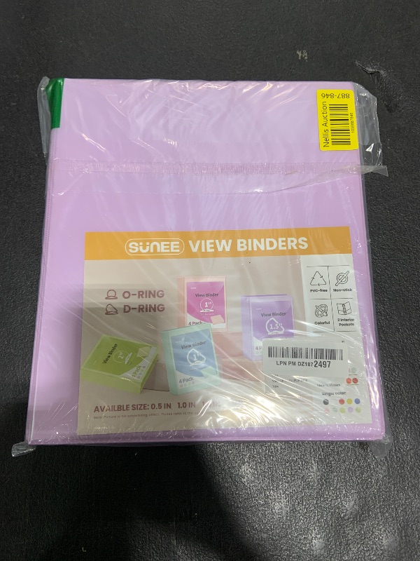 Photo 1 of SUNEE 3 Ring Binder, 1 Inch, Clear View PVC-Free (Fit 8.5x11 Inches), Purple, 2 Pack