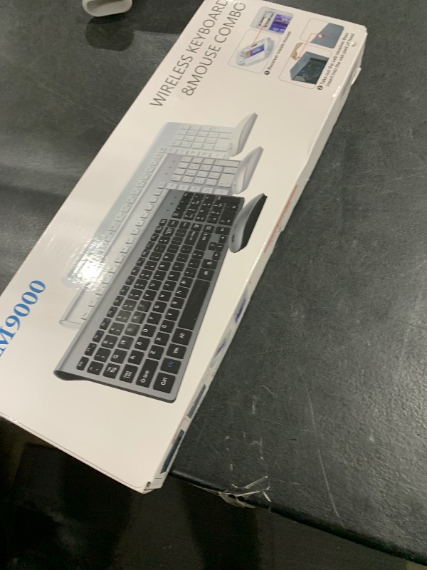 Photo 1 of Wireless Keyboard and Mouse Ultra Slim Combo, TopMate 2.4G Silent Compact USB 2400DPI Mouse and Scissor Switch Keyboard Set with Cover, 2 AA and 2 AAA Batteries, for PC/Laptop/Windows/Mac - White