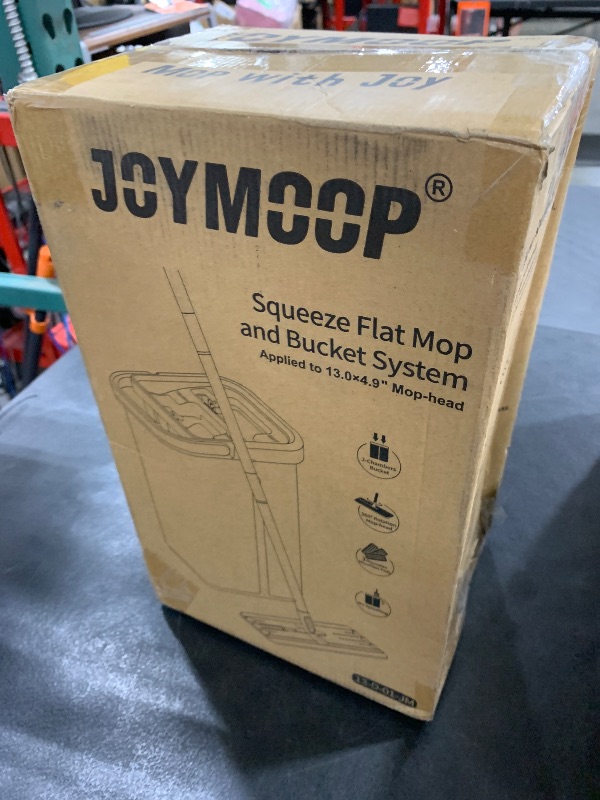 Photo 1 of JOYMOOP Mop and Bucket with Wringer Set, Hands Free Flat Floor Mop and Bucket, with 3 Washable Microfiber Pads, Wet and Dry Use, Floor Cleaning System