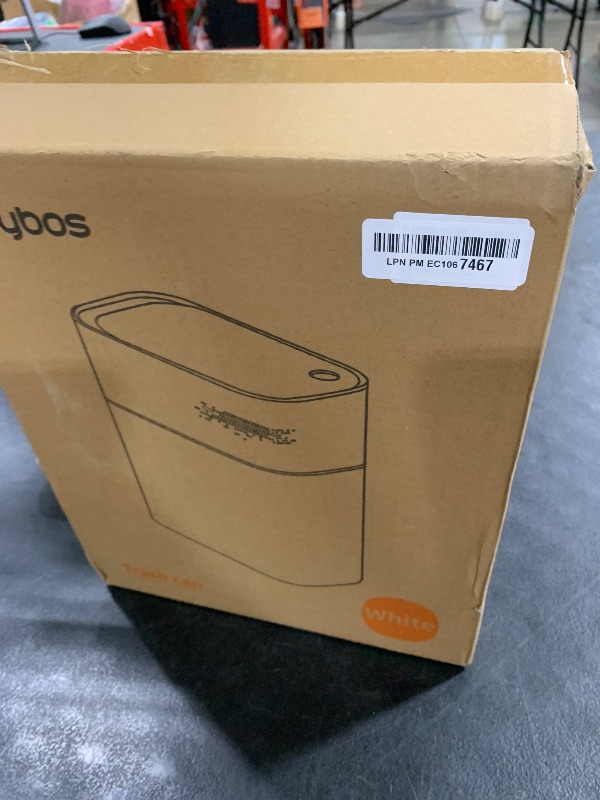 Photo 1 of JOYBOS Trash Can with Lid Automatic Garbage Can, 3.8 Gallon Slim Small White Plastic Smart Trash Bin, Narrow Motion Sensor for Bedroom, Bathroom, Toilet Office