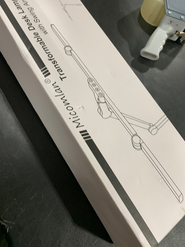 Photo 1 of Micomlan Led Desk Lamp with Clamp, Architect Desk Lamp for Home Office with Atmosphere Lighting, 24W Ultra Bright Auto Dimming Computer Light Stepless Dimming and Tempering LED Table Light