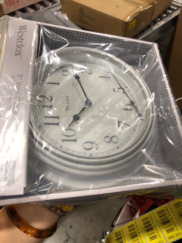 Photo 1 of Westclox Quartz Movement Round Wall Clock, Contemporary Analog Design, Battery-Powered for Indoor Use (White, 9 Inch)